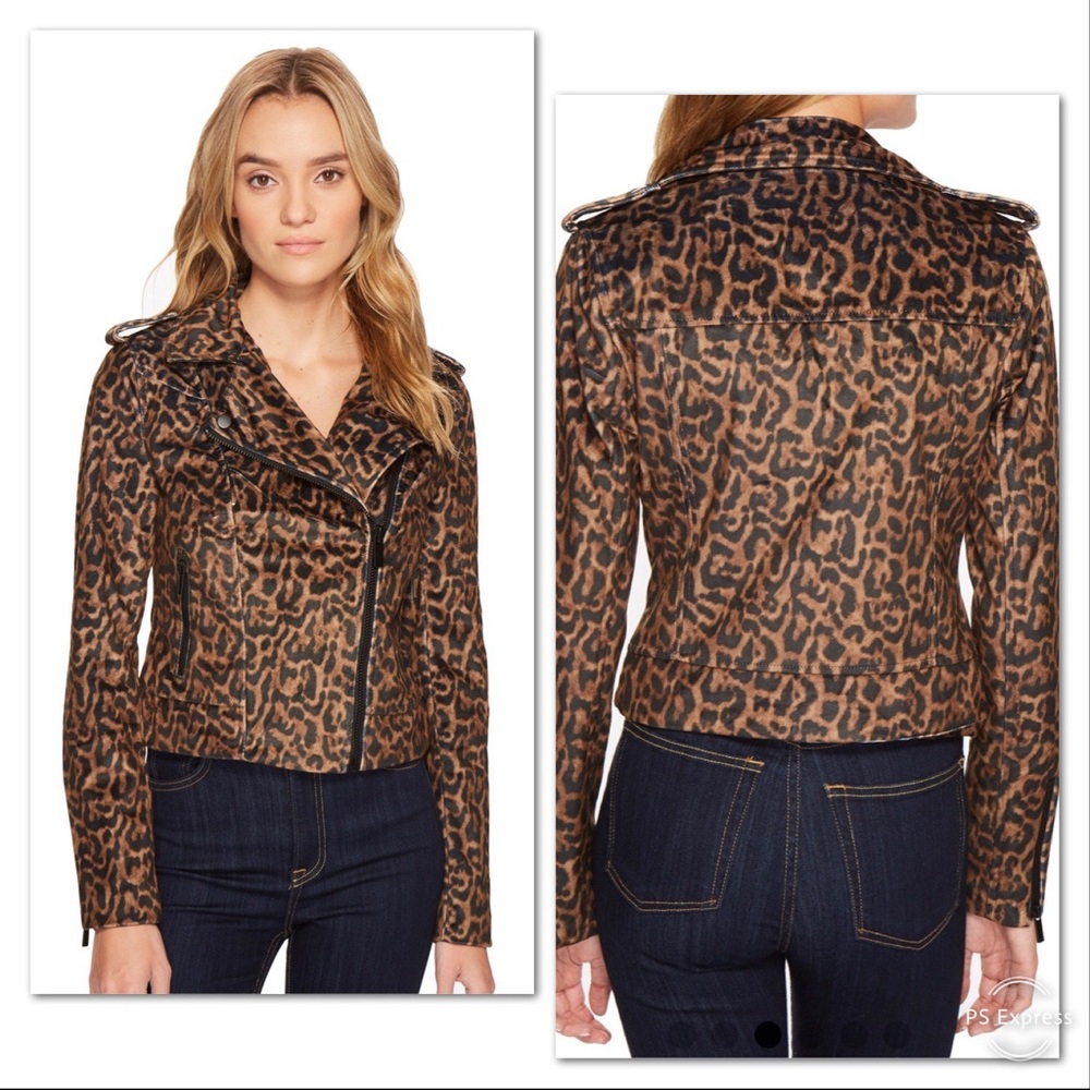 Romeo & Juliet couture leopard print moto jacket